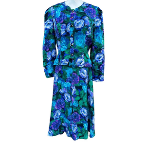 Floral Silk Two Piece Formal Length Skirt Set